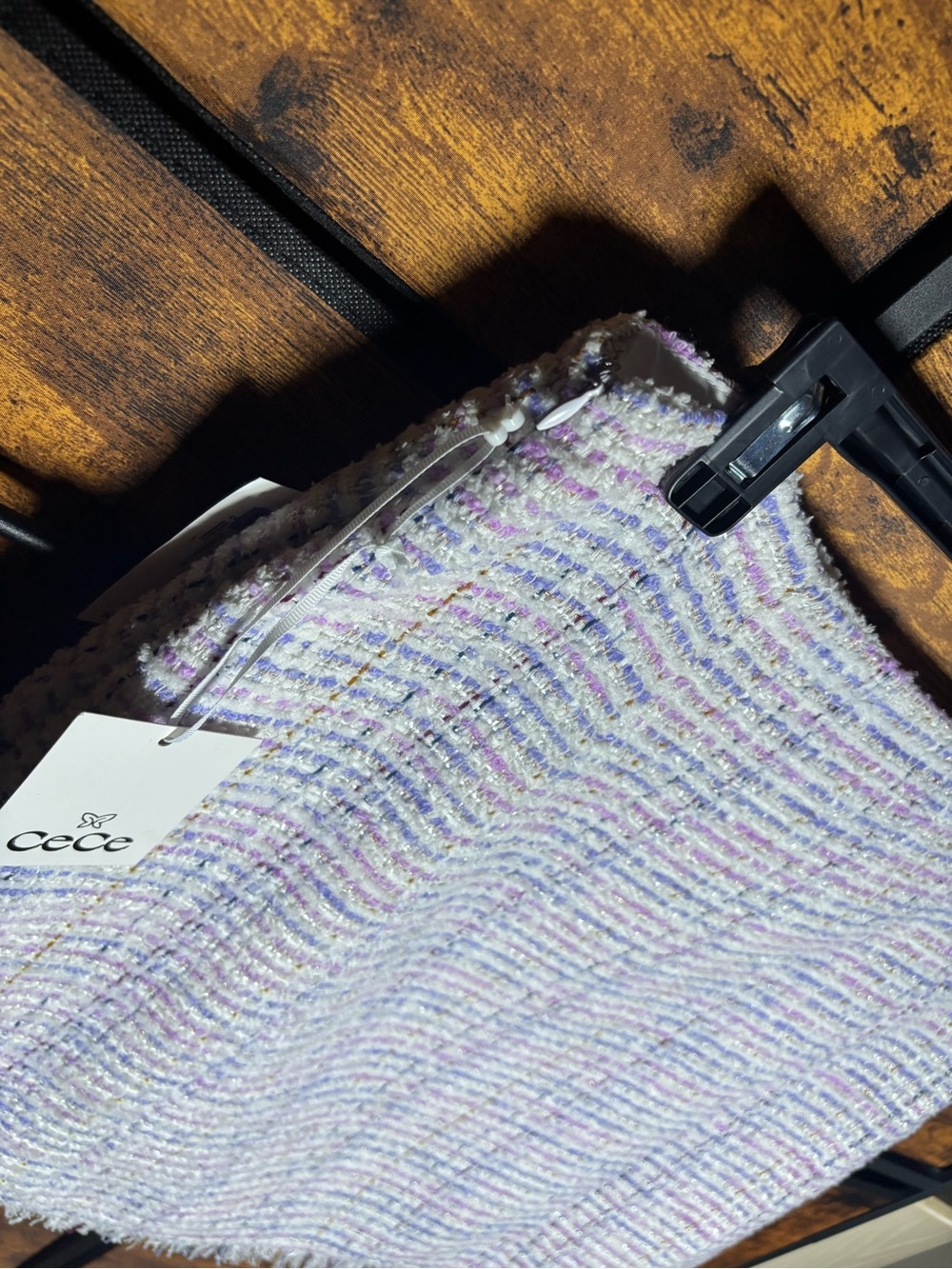 CeCe Lavender Tweed Mini Skirt with Pastel Accents NWT 12 - Picture 6 of 12